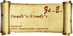 Zsupán Elemér névjegykártya
